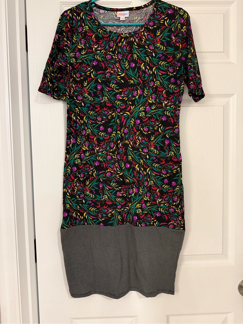 Lularoe Julia Short Sleeve Dress - Black with Multicolor Floral